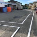 駐車場のライン引き塗装｜神奈川県平塚市の某食品工場の外装リフォーム